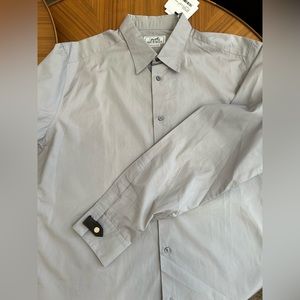 Hermes Men Dress Shirt w/ detachable leather tabs on cuff sz 43/17